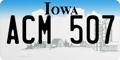 IA license plate ACM507
