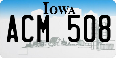 IA license plate ACM508