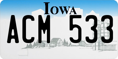 IA license plate ACM533