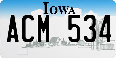 IA license plate ACM534
