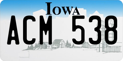 IA license plate ACM538