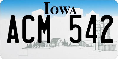 IA license plate ACM542