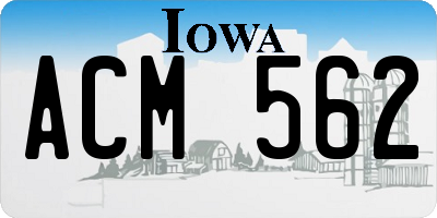 IA license plate ACM562