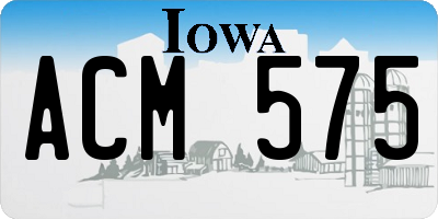 IA license plate ACM575