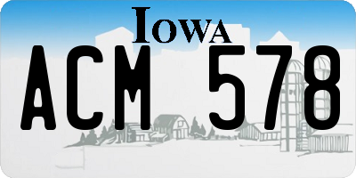 IA license plate ACM578