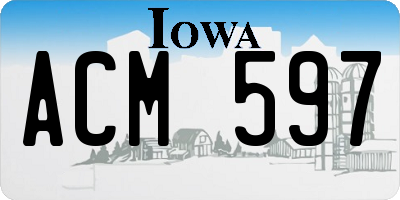 IA license plate ACM597