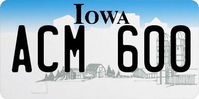 IA license plate ACM600