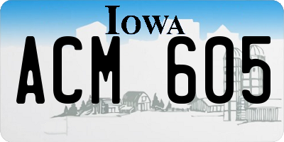 IA license plate ACM605