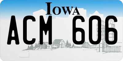 IA license plate ACM606