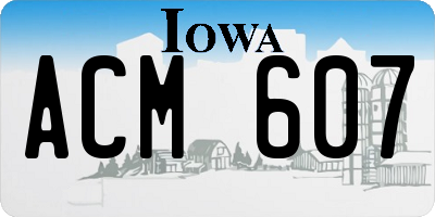 IA license plate ACM607