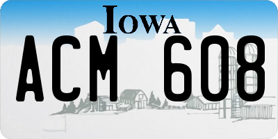 IA license plate ACM608