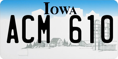 IA license plate ACM610