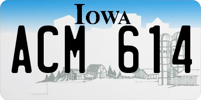 IA license plate ACM614