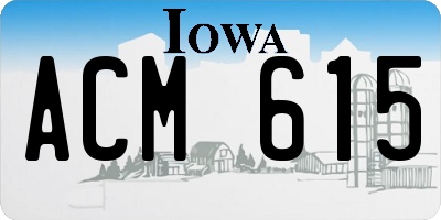 IA license plate ACM615