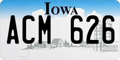 IA license plate ACM626