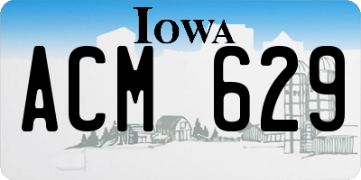 IA license plate ACM629