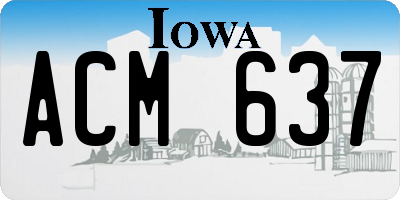 IA license plate ACM637