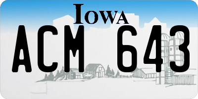 IA license plate ACM643
