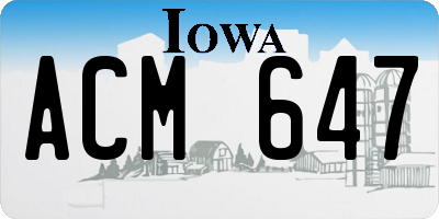IA license plate ACM647