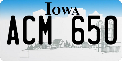 IA license plate ACM650