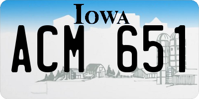 IA license plate ACM651