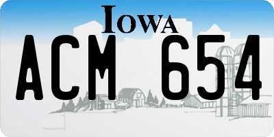 IA license plate ACM654