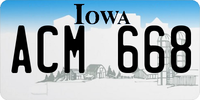 IA license plate ACM668