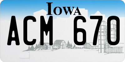 IA license plate ACM670