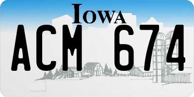 IA license plate ACM674