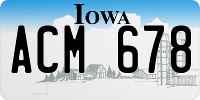 IA license plate ACM678