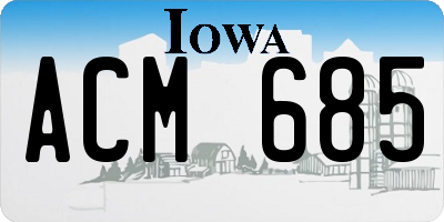 IA license plate ACM685