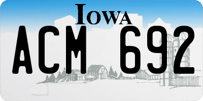 IA license plate ACM692
