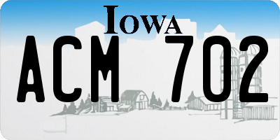 IA license plate ACM702