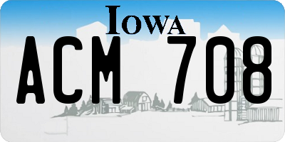 IA license plate ACM708