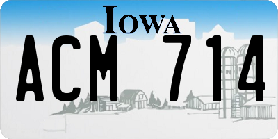 IA license plate ACM714