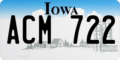 IA license plate ACM722