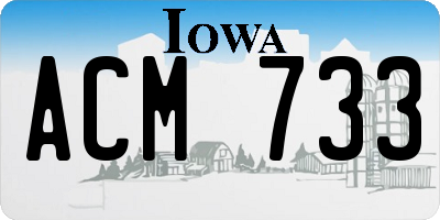 IA license plate ACM733