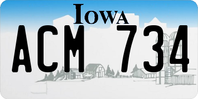 IA license plate ACM734