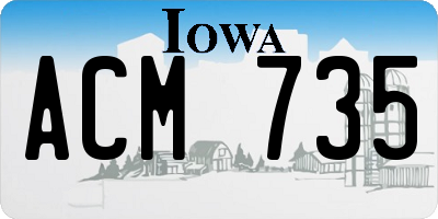 IA license plate ACM735