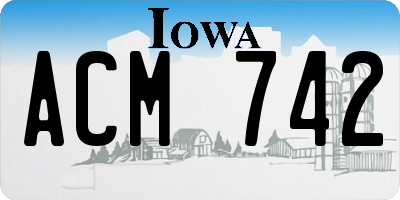 IA license plate ACM742