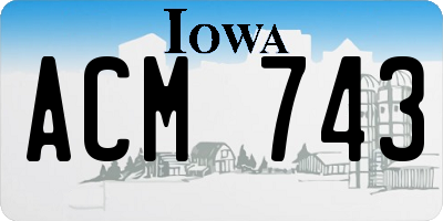 IA license plate ACM743