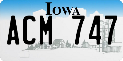 IA license plate ACM747