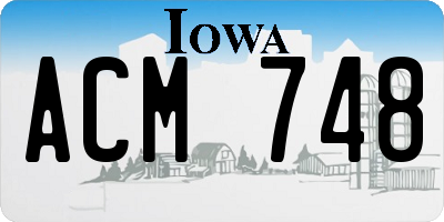 IA license plate ACM748