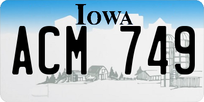 IA license plate ACM749