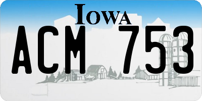 IA license plate ACM753