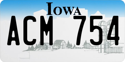 IA license plate ACM754