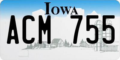 IA license plate ACM755
