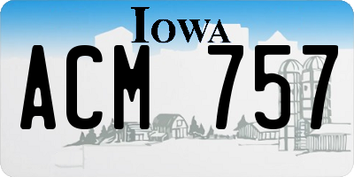 IA license plate ACM757