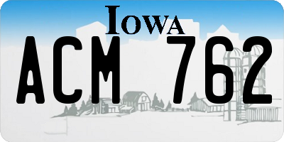 IA license plate ACM762