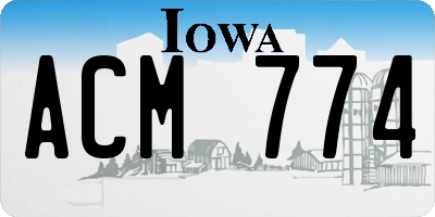 IA license plate ACM774